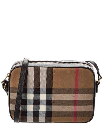 Burberry Check Canvas & Leather Camera Bag
