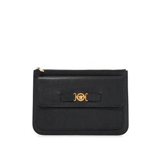 Versace Black Leather Large Medusa Biggie Clutch