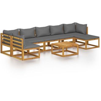 vidaXL Muebles De Jard&iacute;n 8 Pzas Cojines Madera Maciza De Acacia Vidaxl