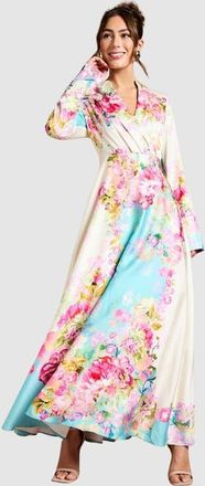 Coast Placement Print Wrap Front Gown in Multi at Nordstrom, Size 4P
