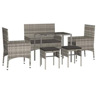 vidaXL Set De Muebles De Jard&iacute;n 6 Pzas Y Cojines Rat&aacute;n Sint&eacute;tico Gris Vidaxl