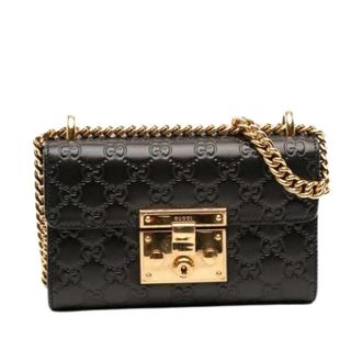 Gucci Pre-owned Padlock Crossbody Bag - Dames - Vintage Schoudertas - Zwart - ONE Size - Leer - Vintage