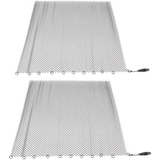 OEM Cortina De Malla Para Chimenea, 2 Paneles Anchos, Pantallas Colgantes De Repuesto Para Chimeneas De Le&ntilde;a Dom&eacute;sticas, Negra, 61 X 46 Cm (24 X 18 Pulgad