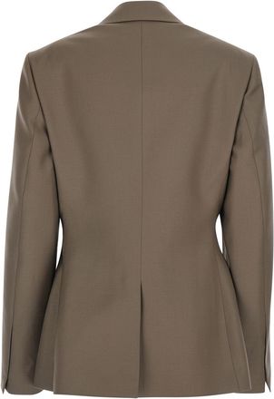 R&oacute;he Womens Double-Breasted Wool Jacket Brown Virgin Blazers