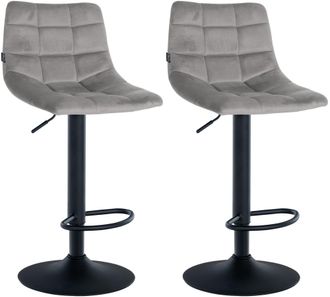 Clp Clp - Juego De 2 Taburetes De Bar Jerry En Terciopelo Gris Negro