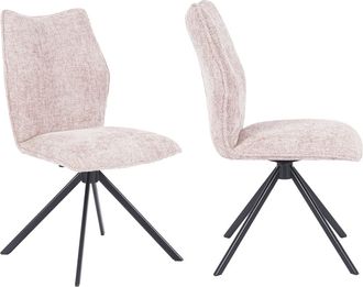 Home Heavenly Pack de 2 sillas giratorias en tela rosa patas negras 93 x 63 x 48 cm