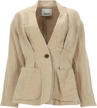 Isabel Marant Soraya Jas - Dames - Blazers - Beige - XS - Linnen - Jassen