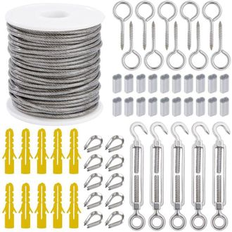 OEM Kit De Suspensi&oacute;n De Cable De Acero Inoxidable De 2 Mm X 30 M Con 56 Accesorios (tornillos Y Manguitos)