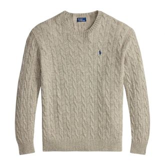 Polo Ralph Lauren Round-neck Knitwear, female, Gray, Size: M Crewneck Pullover Sweater