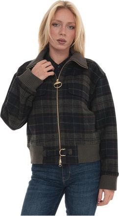 Barbour Ivybridge Wool-Blend Overshirt - Dames - Bomber jackets - Groen - M - Wol - Jassen