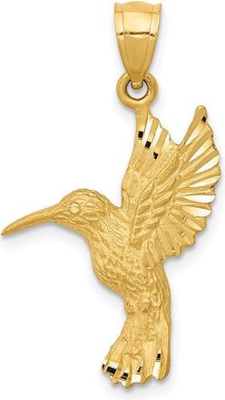 Diamond2Deal 14k Yellow Gold Diamond-cut Hummingbird Pendant