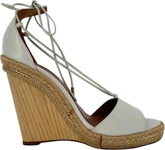 Aquazzura Alexa Wedge Espadrille Sandals in White Leather