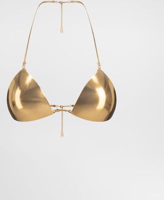 Dolce & Gabbana Rigid Decorative Metal Bra - Woman Bijoux Gold Metal Onesize