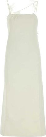Jil Sander Ivoor Viscosemix Maxi Jurk - Dames - Maxi kleedjes - Wit - XS - Polyester - Kleedjes