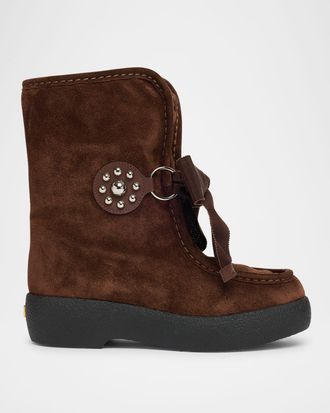 Valentino Garavani Suede Faux Fur Snow Booties