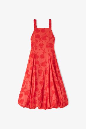 Ganni Red Dress in Fil Coupe - Size 10/12 Recycled Cotton