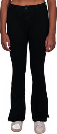 Free People Level Up Slit Bootcut Jeans In Pitch Black