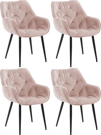 Clp Clp - Set De 4 Sillas Tanna De Sal&oacute;n En Terciopelo Rosado