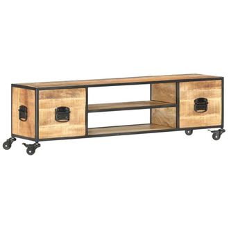 Berkfield Home TV Cabinet 130x30x39 cm Solid Mango Wood in Brown | Size: 130 x 30 x 39 cm