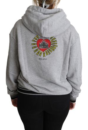 Dolce & Gabbana Womens Gray Printed Hooded Exclusive Logo Sweater Cotton Clothing