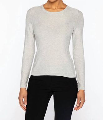Kinross Cashmere Sequin Crew Sweater In Silver