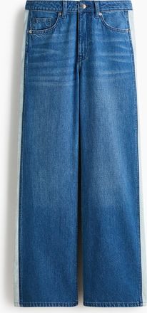 H&M Wide Regular Side-striped Jeans - Blue