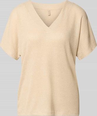 Soyaconcept Strickshirt mit V-Ausschnitt Modell Delia in Sand, Gr&ouml;&szlig;e XXL