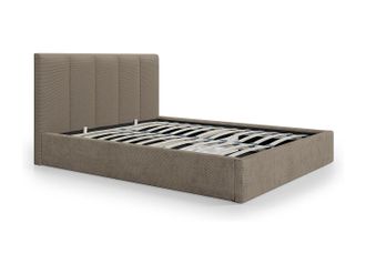 Vente-Unique Canap&eacute; abatible de 180 x 200 cm con cabecero de costuras verticales - Tela - Topo - KILACLO