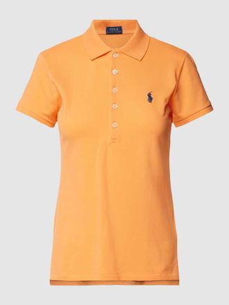 Polo Ralph Lauren Slim Fit Poloshirt mit Label-Stitching Modell JULIE in Apricot, Größe XS