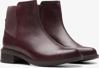 Clarks Maye Palm 26174355 Boot Womens Bordeaux Leather Ankle Bootie Lion921