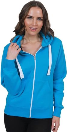Purple Hanger Women New Long Sleeve Plain Zip Up Hoodie Top Ladies Hooded Pocket Everyday Casual Jacket Tops (3XL, Sky Blue)