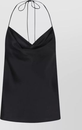 Valentino halterneck satin top sleeveless draped front