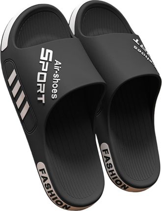 Generic Anti-odor Slippers Mens Summer Large Size Indoor Silent Home Sandals Womens Widening Non-slip(Black (PVC),44-45)