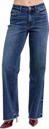 Judy Blue Mid Rise Wide Leg Denim Jeans In Dark Wash