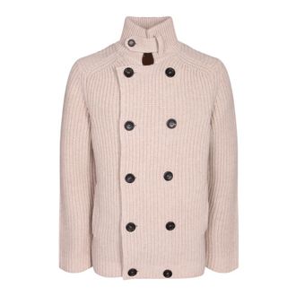 Ballantyne Cardigans, male, Beige, Size: XL Double Breasted Sweater Jacket