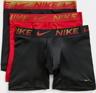 Nike Mens 6 red-accent boxer briefs Dri-FIT Essential Micro 3-pack