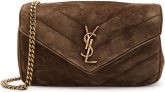 Saint Laurent Loulou Small Quilted Suede Shoulder bag - Dark Brown - One Size