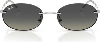 Ray-Ban 54mm Gradient Rimless Oval Sunglasses in Silver /Grey Gradient at Nordstrom