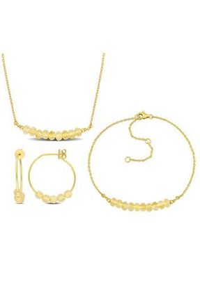 Delmar Beaded Citrine Hoop Earrings, Bracelet & Necklace Set in Yellow Gold/Citrine at Nordstrom Rack