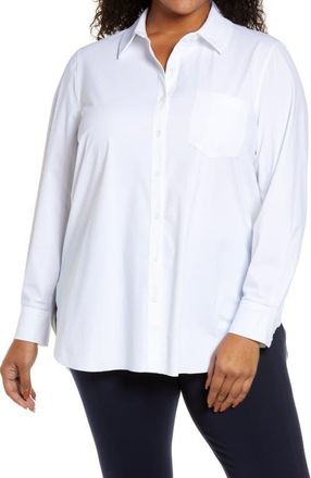 Lyss&eacute; ntials Schiffer Button-Up Shirt in White at Nordstrom, Size 3X