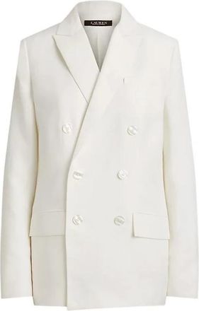 Ralph Lauren Double-Breasted Linnenmix Twill Blazer - Dames - Blazers - Wit - XS - Linnen - Jassen
