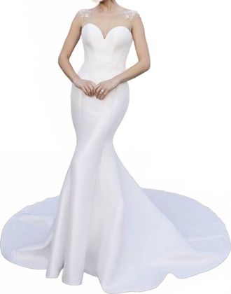 Casablanca Posey Stretch Mikado Wedding Gown In Ivory/nude/silver