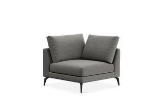 Castlery Lena Corner Sofa Customized, Dark Grey Performance Classic Twill, Matte Black Legs, Spill Resistant, Removable Covers for Sofas