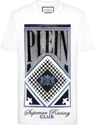 Philipp Plein T-Shirt Ronde Hals Racing - Heren - T-shirts - Wit - 3XL - Katoen - Tops