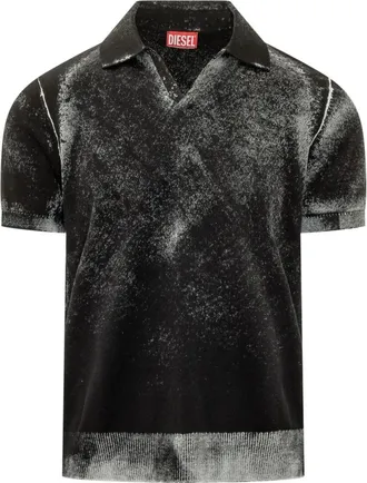 Diesel Tops, Heren, Zwart, L, Katoen, Gebreid Poloshirt