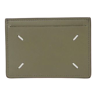 Maison Margiela Wallets & Cardholders, male, Green, Size: ONE SIZE Leather Cardholder with Grain Texture