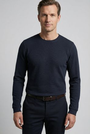 Olymp Longsleeve OLYMP, Herren, Gr. XXL, marine, Jersey, Obermaterial: 100% Baumwolle, regular fit normal, Rundhals, B&uuml;ndchen, Shirts Longsleeve, regular fi