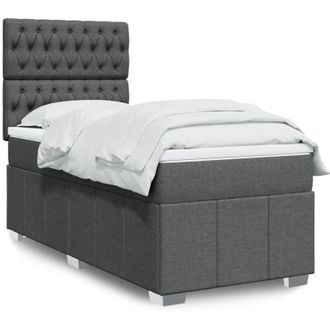 vidaXL Cama Box Spring Con Colch&oacute;n Tela Gris Oscuro 100x200 Cm Vidaxl