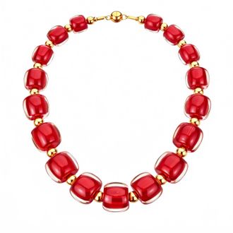Gold & Honey Womens For After Hours Beaded Lucite Necklace In Carnelian
