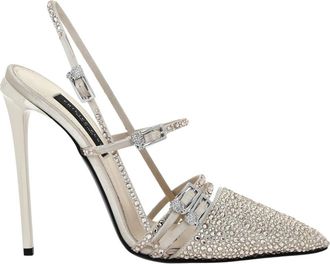 Philipp Plein Multi-Strap High-Heel Slingbacks 12 Mix Strass - Dames - Pumps - Grijs - 39 EU - Leer - Schoenen